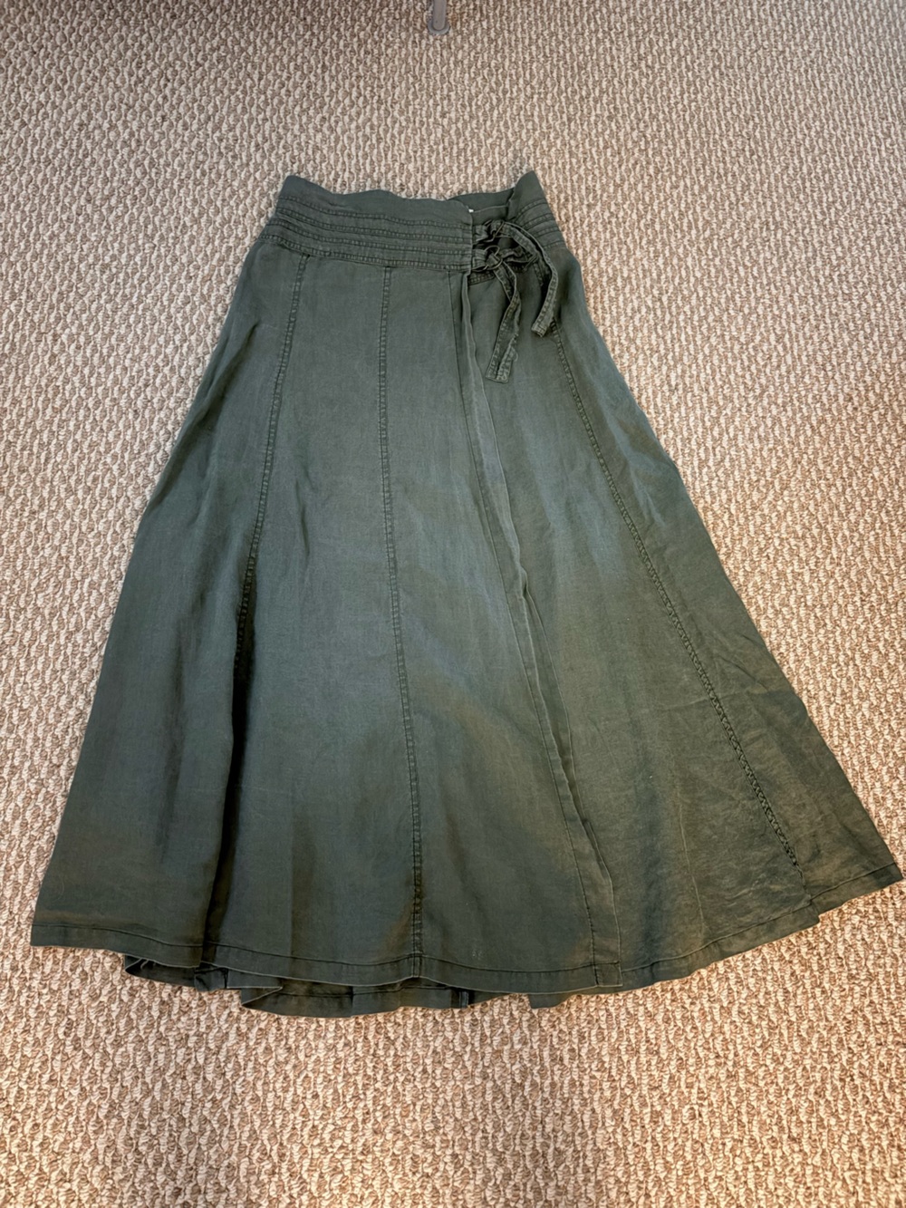 Zara Olive Green Wrap Buckle Closure Skirt